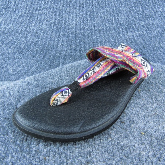 Sanuk Women Thong Sandal Shoes Multicolor Fabric‎ Size 9 Medium - Picture 1 of 9